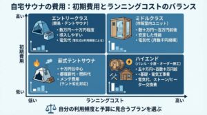 自宅サウナの簡易サウナから屋外バレルサウナまでの初期費用とランニングコストを比較した価格早見表（自宅サウナ費用ガイド）